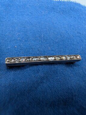 Vintage Sterling Silver,22K Gold,Diamond Chip Brooch